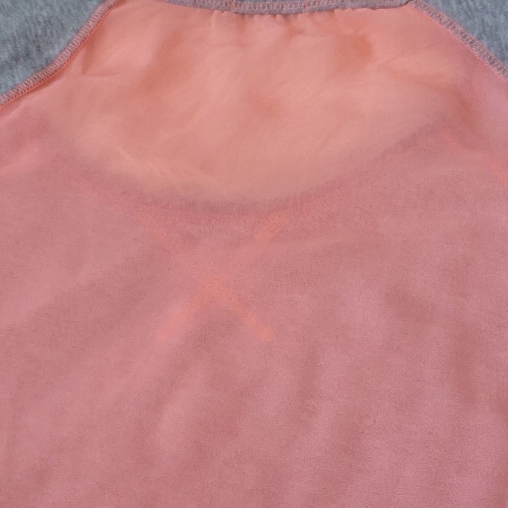 Maurices mixed material heather gray and hot coral colored sheer back tee - Picture 10 of 15